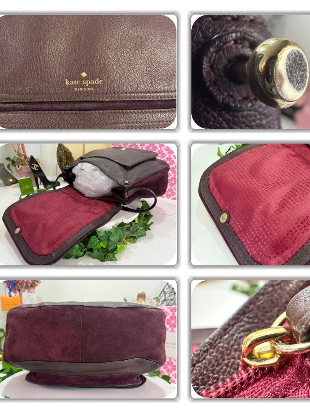 KATE SPADE RICH DARK BURGUNDY SUEDE LEATHER LARGE TASSEL BAG!